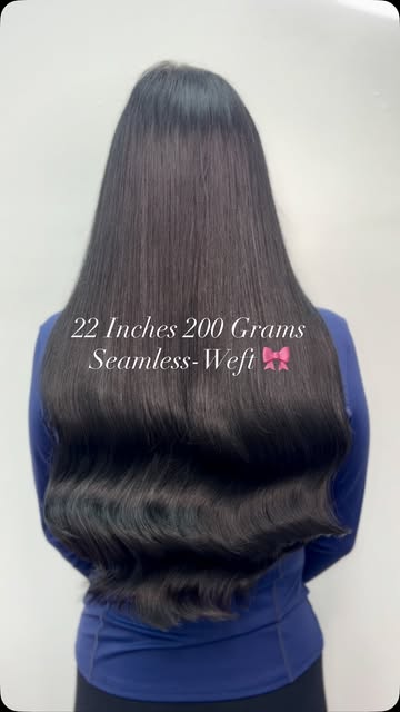 Reel: dark seamless-weft hair